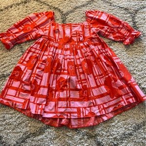 River Island frill sleeve printed mini smock dress Size 14 Red Pink